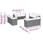 vidaXL 12 Piece Patio Sofa Set with Cushions Poly Rattan