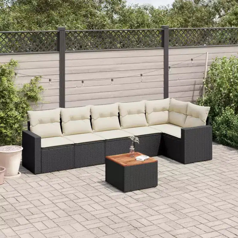 vidaXL Ensemble de canapés de jardin 7 pièces avec coussins, résine tressée