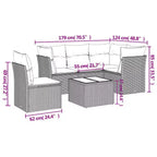 vidaXL Salon de jardin 6 pcs avec coussins résine tressée - Noir et bleu avec table