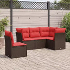 vidaXL Salon de jardin 6 pcs avec coussins résine tressée - Noir et bleu avec table