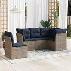 vidaXL Salon de jardin 6 pcs avec coussins résine tressée - Noir et bleu avec table