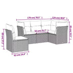 vidaXL Salon de jardin 6 pcs avec coussins résine tressée - Noir et bleu avec table