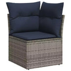 vidaXL Salon de jardin 6 pcs avec coussins résine tressée - Noir et bleu avec table