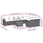 vidaXL Salon de jardin 10 pcs avec coussins résine tressée noir – Noir et crème 5x milieu + table + 2x coin