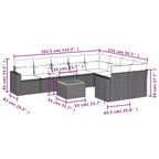 vidaXL Salon de jardin 10 pcs avec coussins résine tressée beige - Beige 5x Milieu + Table + 2x Coin