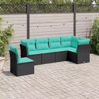 vidaXL 7 Piece Patio Sofa Set with Cushions Brown Poly Rattan