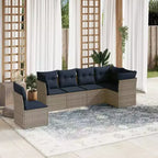 vidaXL 7 Piece Patio Sofa Set with Cushions Brown Poly Rattan