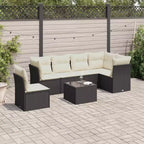 vidaXL 7 Piece Patio Sofa Set with Cushions Brown Poly Rattan