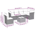 vidaXL 7 Piece Patio Sofa Set with Cushions Brown Poly Rattan