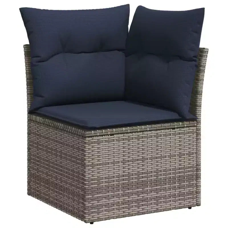 vidaXL 7 Piece Patio Sofa Set with Cushions Brown Poly Rattan