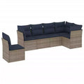 vidaXL 7 Piece Patio Sofa Set with Cushions Brown Poly Rattan