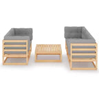 vidaXL Ensemble de mobilier de jardin 6 pièces, canapé d'angle d'extérieur en bois de pin massif