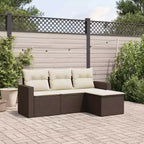 vidaXL Salon de jardin avec coussins en résine tressée, 4 pièces modulaires