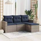vidaXL Salon de jardin avec coussins en résine tressée, 4 pièces modulaires