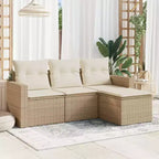 vidaXL Salon de jardin avec coussins en résine tressée, 4 pièces modulaires