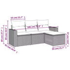 vidaXL Salon de jardin avec coussins en résine tressée, 4 pièces modulaires