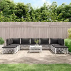 vidaXL Patio Furniture Set 10 Piece Garden Sectional Sofa with Cushions Steel