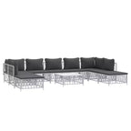vidaXL Patio Furniture Set 10 Piece Garden Sectional Sofa with Cushions Steel