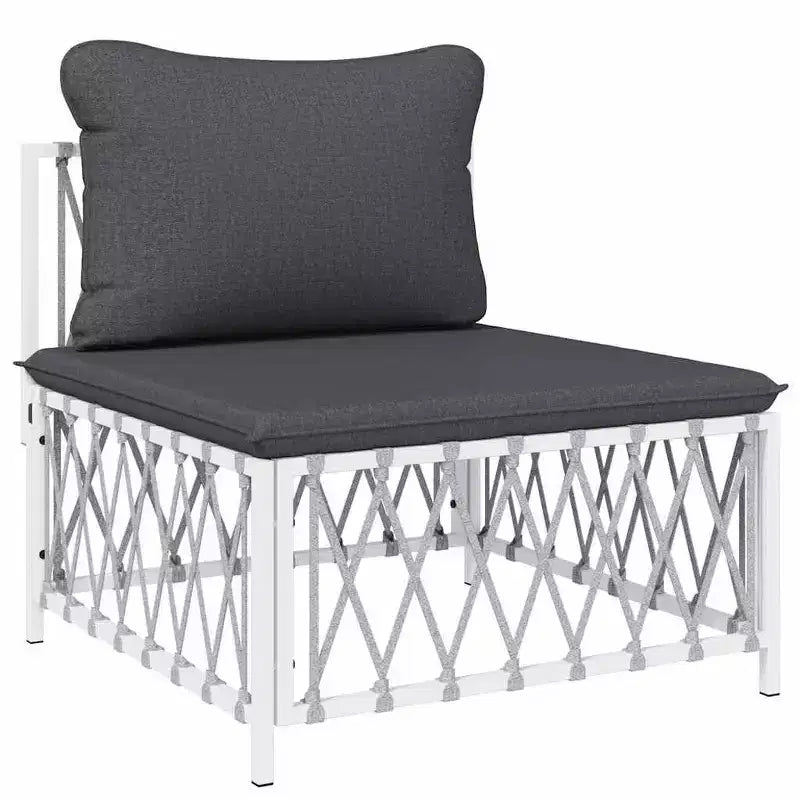 vidaXL Patio Furniture Set 10 Piece Garden Sectional Sofa with Cushions Steel