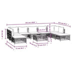 vidaXL Patio Furniture Set 10 Piece Garden Sectional Sofa with Cushions Steel