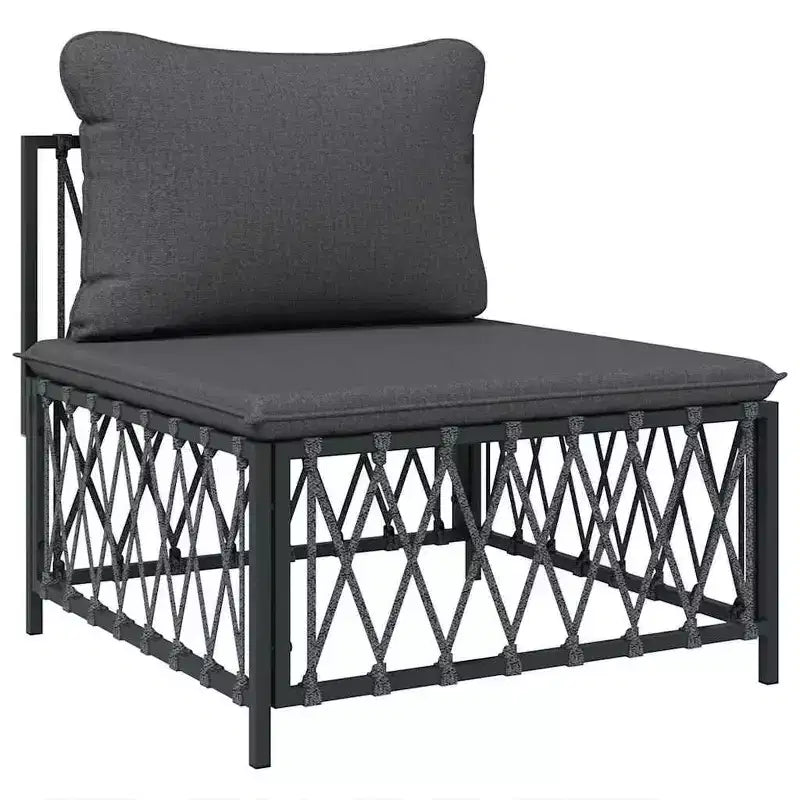 vidaXL Patio Furniture Set 10 Piece Garden Sectional Sofa with Cushions Steel