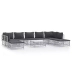 vidaXL Patio Furniture Set 10 Piece Garden Sectional Sofa with Cushions Steel