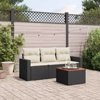 vidaXL Patio Sofa Set with Cushions Outdoor Furniture 4 Piece Poly Rattan