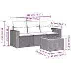 vidaXL Patio Sofa Set with Cushions Outdoor Furniture 4 Piece Poly Rattan