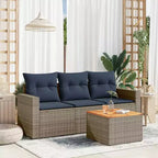vidaXL Patio Sofa Set with Cushions Outdoor Furniture 4 Piece Poly Rattan