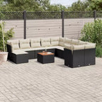 vidaXL Patio Sofa Set with Cushions Outdoor Furniture 12 Piece Poly Rattan