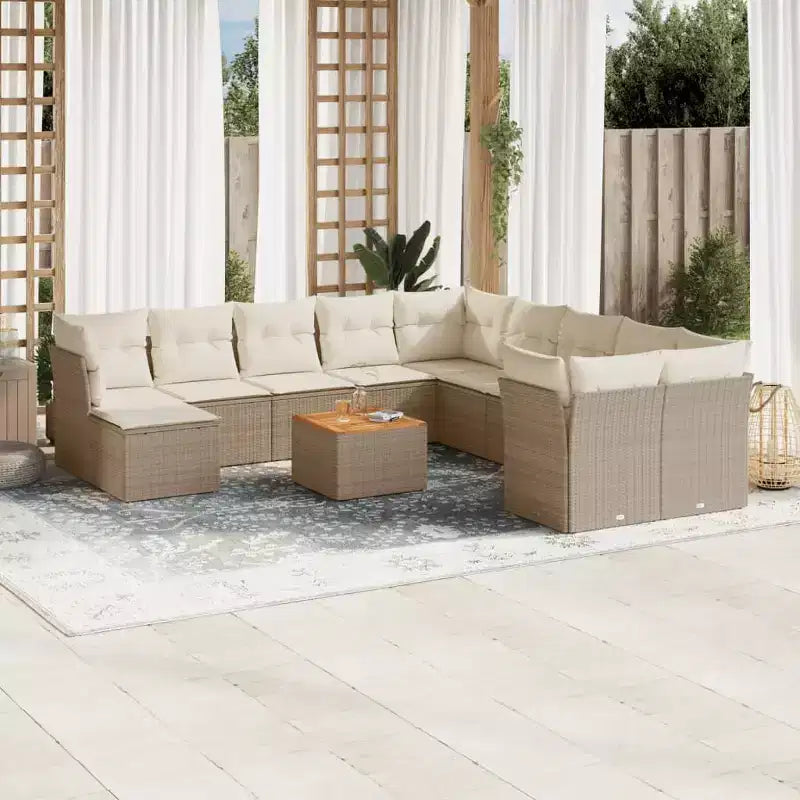 vidaXL Patio Sofa Set with Cushions Outdoor Furniture 12 Piece Poly Rattan