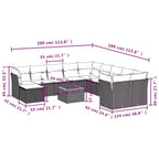 vidaXL Patio Sofa Set with Cushions Outdoor Furniture 12 Piece Poly Rattan