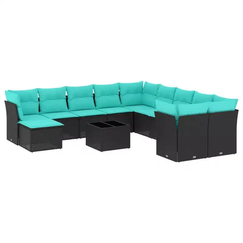 vidaXL Patio Sofa Set with Cushions Outdoor Furniture 12 Piece Poly Rattan