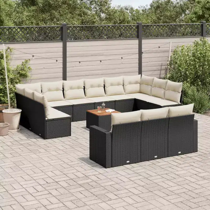 vidaXL 14 Piece Patio Sofa Set with Cushions Gray Poly Rattan