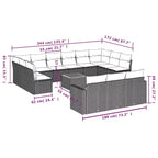 vidaXL 14 Piece Patio Sofa Set with Cushions Gray Poly Rattan