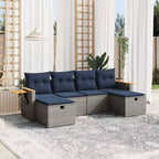 vidaXL 6 Piece Patio Sofa Set with Cushions Poly Rattan