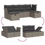 vidaXL 6 Piece Patio Sofa Set with Cushions Poly Rattan