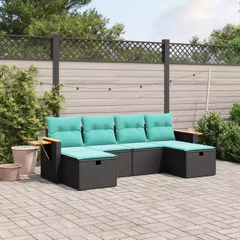 vidaXL 6 Piece Patio Sofa Set with Cushions Poly Rattan