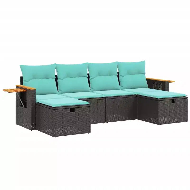 vidaXL 6 Piece Patio Sofa Set with Cushions Poly Rattan