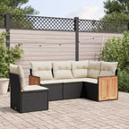 vidaXL 6 Piece Patio Sofa Set with Cushions Beige Poly Rattan