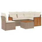 vidaXL 6 Piece Patio Sofa Set with Cushions Beige Poly Rattan