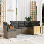 vidaXL 6 Piece Patio Sofa Set with Cushions Beige Poly Rattan