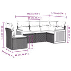 vidaXL 6 Piece Patio Sofa Set with Cushions Beige Poly Rattan