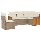 vidaXL 6 Piece Patio Sofa Set with Cushions Beige Poly Rattan