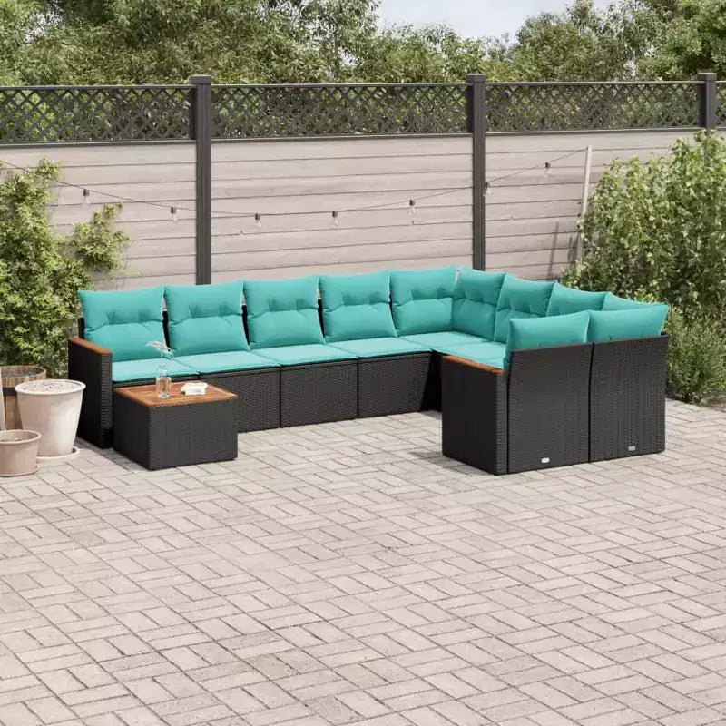 vidaXL 10 Piece Garden Sofa Set with Cushions Poly Rattan