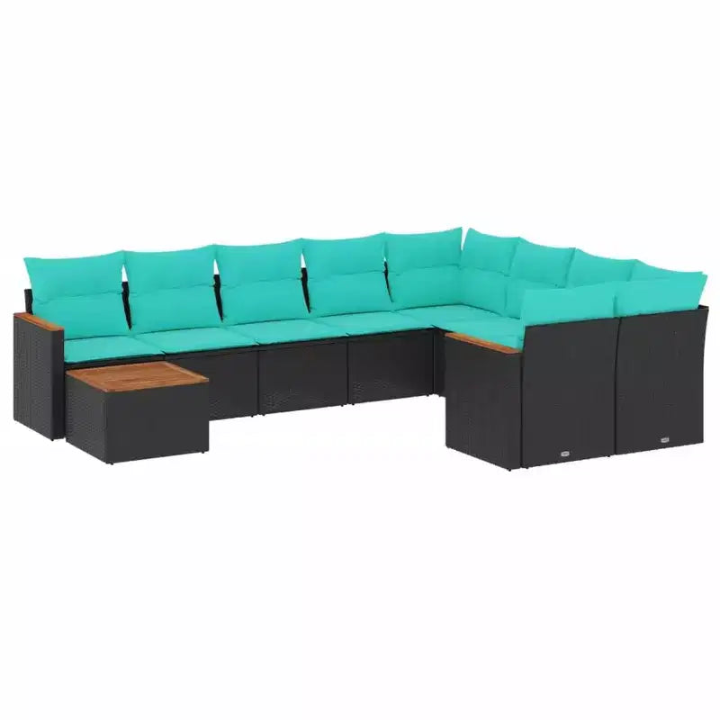 vidaXL 10 Piece Garden Sofa Set with Cushions Poly Rattan