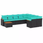 vidaXL 10 Piece Garden Sofa Set with Cushions Poly Rattan