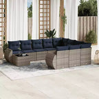 vidaXL Salon de jardin 11 pcs avec coussins résine tressée marron