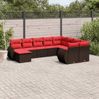 vidaXL 10 Piece Garden Sofa Set with Cushions Grey Poly Rattan