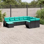 vidaXL 10 Piece Garden Sofa Set with Cushions Grey Poly Rattan